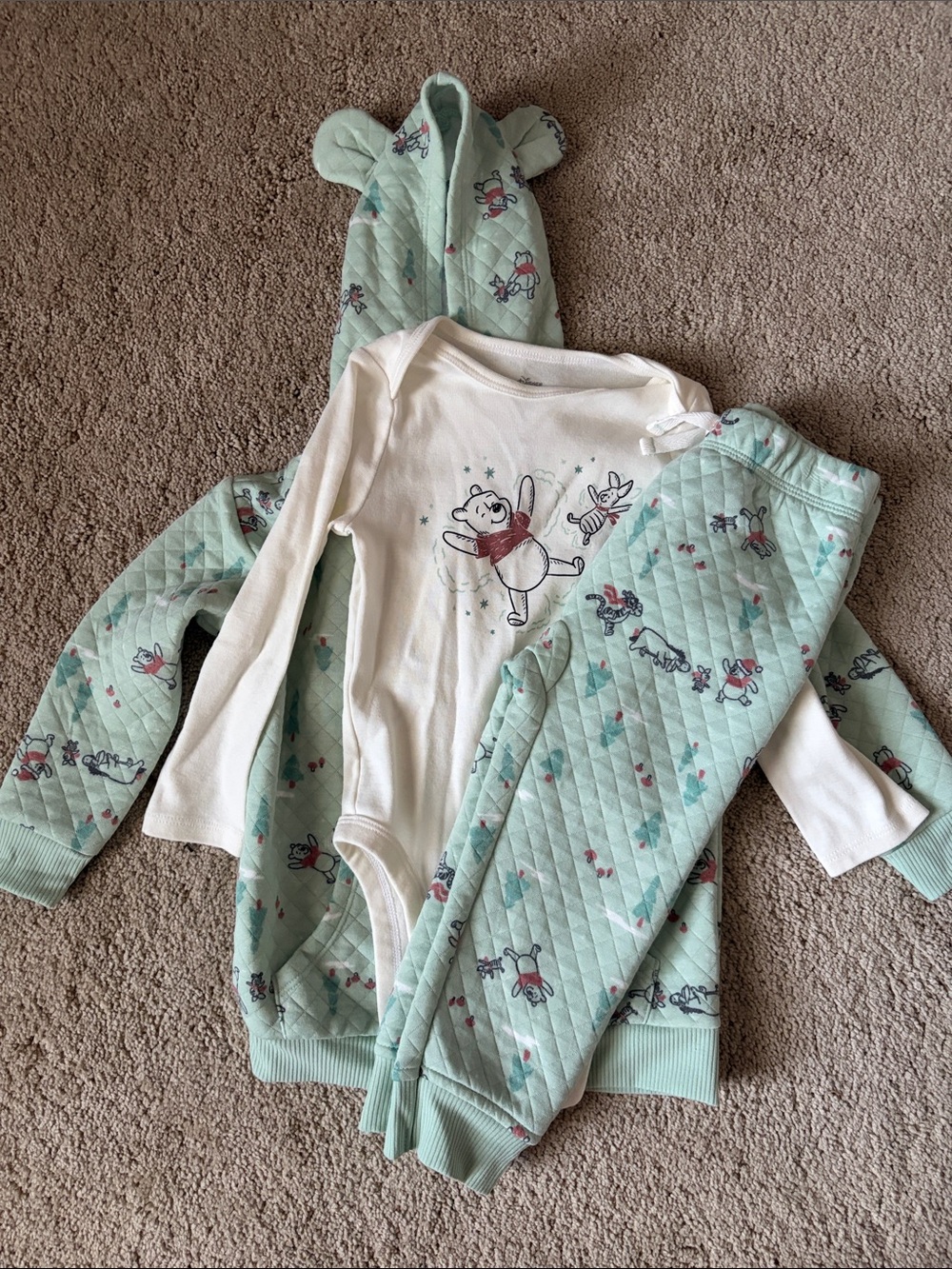 jumping beans Mint Green Winnie-the-Pooh Quilted 3-Piece Matching Set